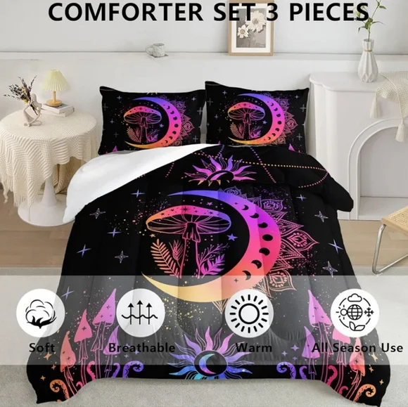 Toadstool Moon Phase Comforter Set NWT - Picture 4 of 4